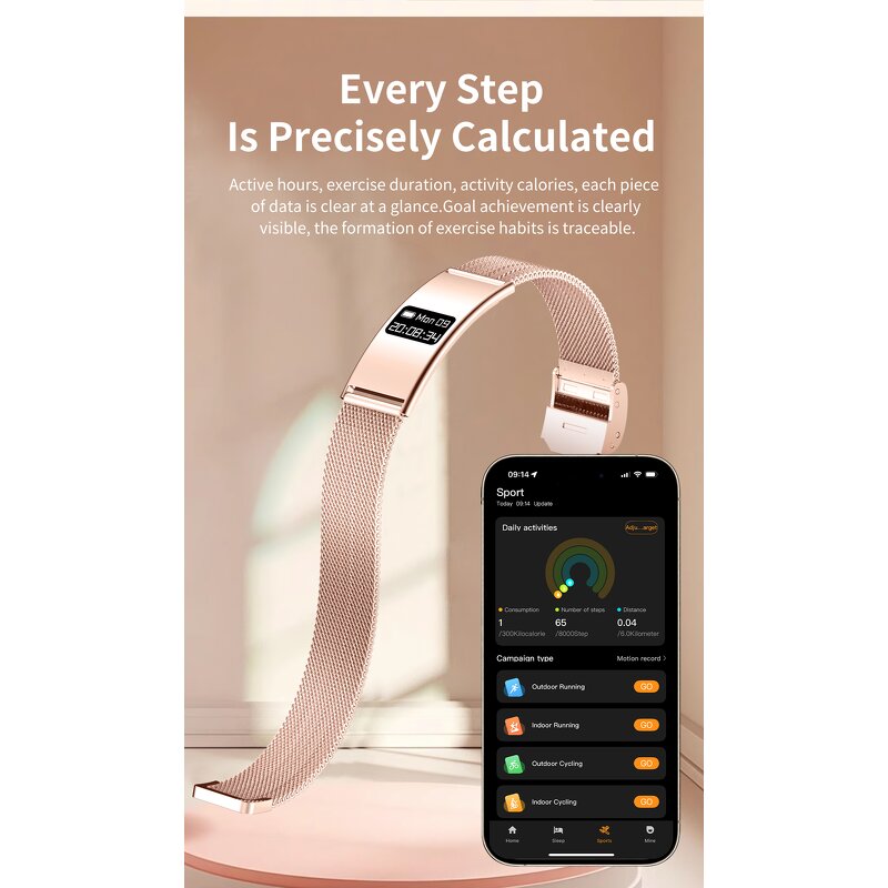 Smart Bracelet Manufacturer - OEM B8 Lady Menstrual HR BP IP68 Multisport Fashion