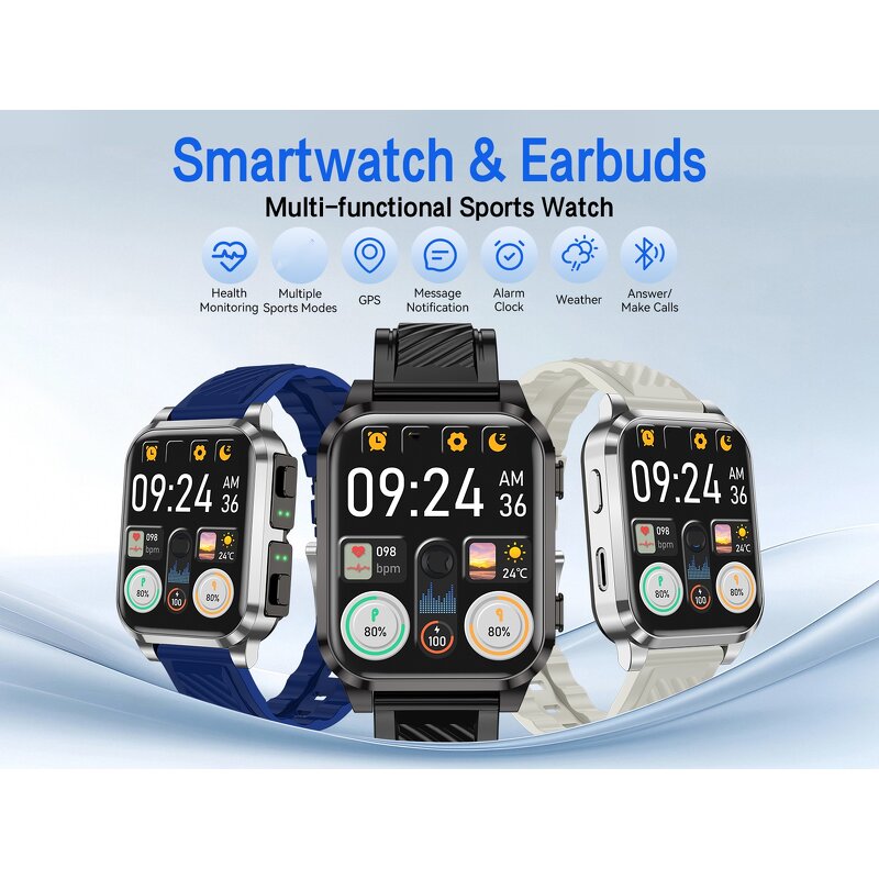 Smart Wristband - OEM AIMB-Z20 2025 TWS Earbuds 2-in-1 HR Music Player