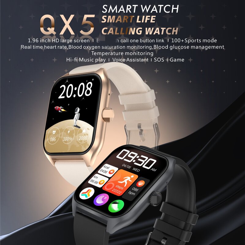 Smartwatch Manufacturer - QX5 1.96" HR Voice Assistant BT Call Fitness