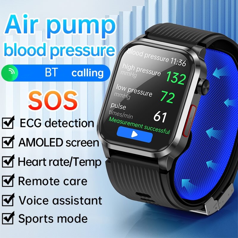 Smart Watch Manufacturer - P300 PRO AMOLED Air Pump BP ECG BT Call Remote SOS