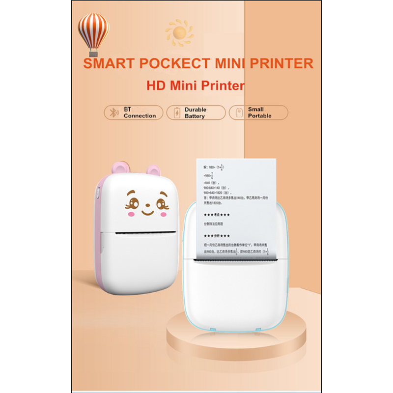 Thermal Printer - XCTSW A8C Mini Inkless Photo Sticker Pocket Receipt