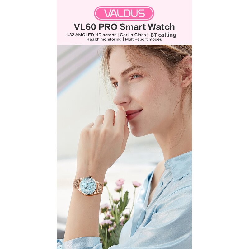 Smartwatch Manufacturer - VALDUS VL60 Pro HR BP Stainless Steel Sedentary Reminder