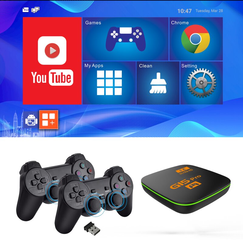 Game Console - 2025 G15 Pro TV BOX Android 4K 10000+Games Wireless