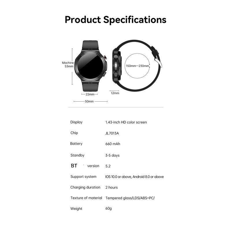 GPS Smart Watch - OEM AD300 4G SIM NFC AMOLED SOS 5-10 Days Battery