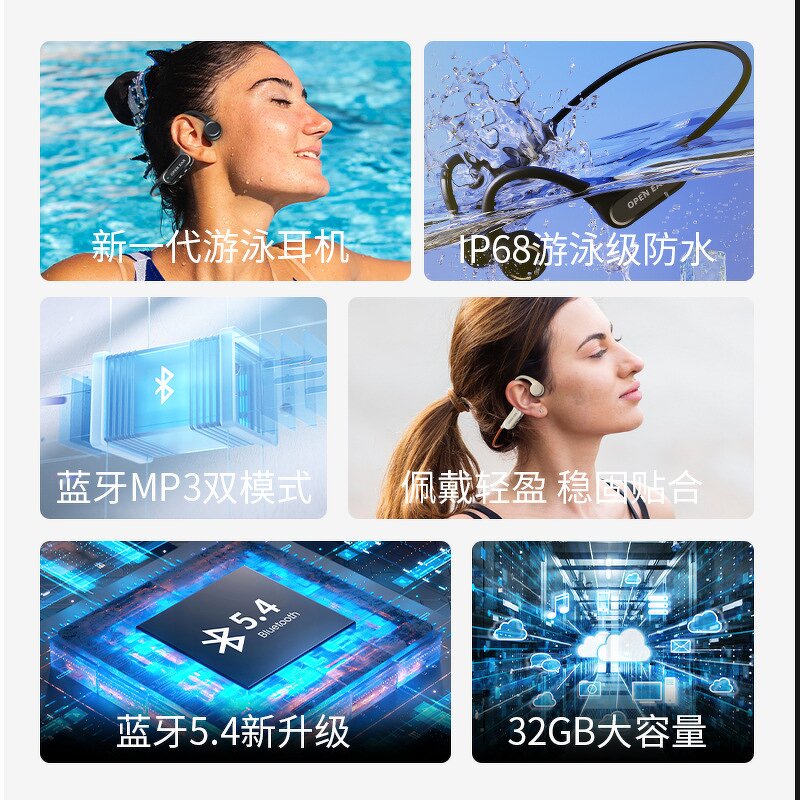 Headphones Manufacturer - X22 Bone Conduction 32g Memory IPX8 Waterproof LED