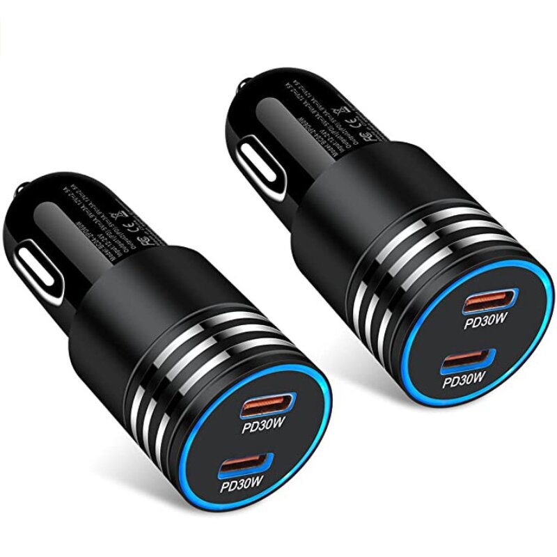 Car Charger Manufacturer - 60W PD Dual USB Type C QC2.0 ABS Material Fast Charging