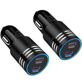 Car Charger Manufacturer - 60W PD Dual USB Type C QC2.0 ABS Material Fast Charging