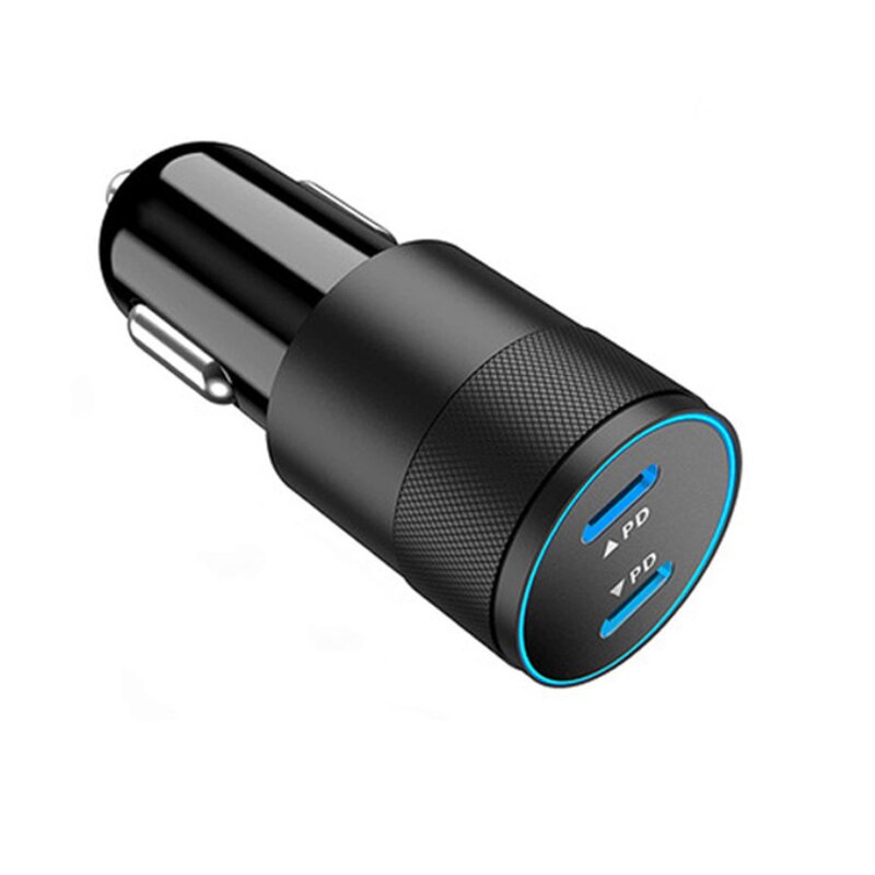 Car Charger Manufacturer - 60W PD Dual USB Type C QC2.0 ABS Material Fast Charging
