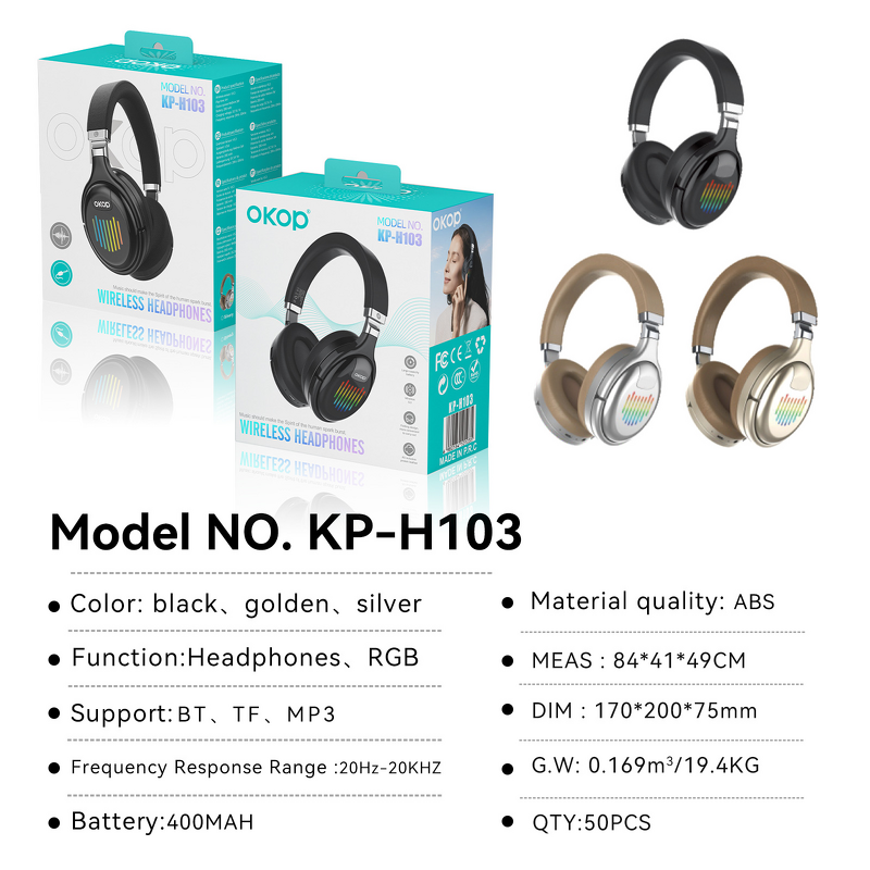 Headphones Manufacturer - H103 Foldable Over-Ear RGB ANC Dynamic Driver LED