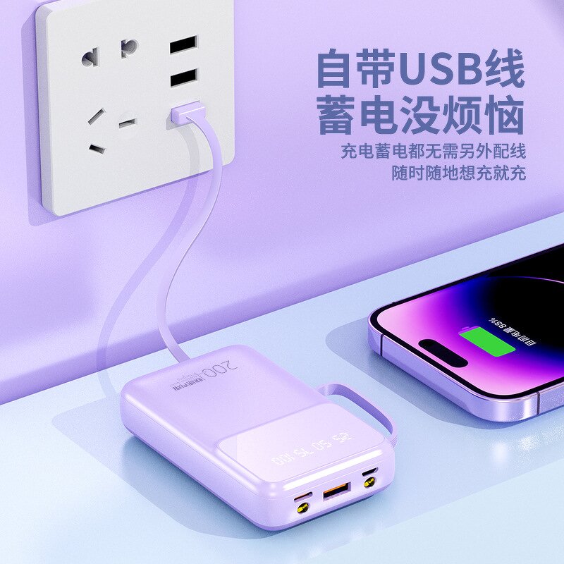 Power Bank Manufacturer - 10000mAh Built-in Cable Large Capacity Customizable Logo