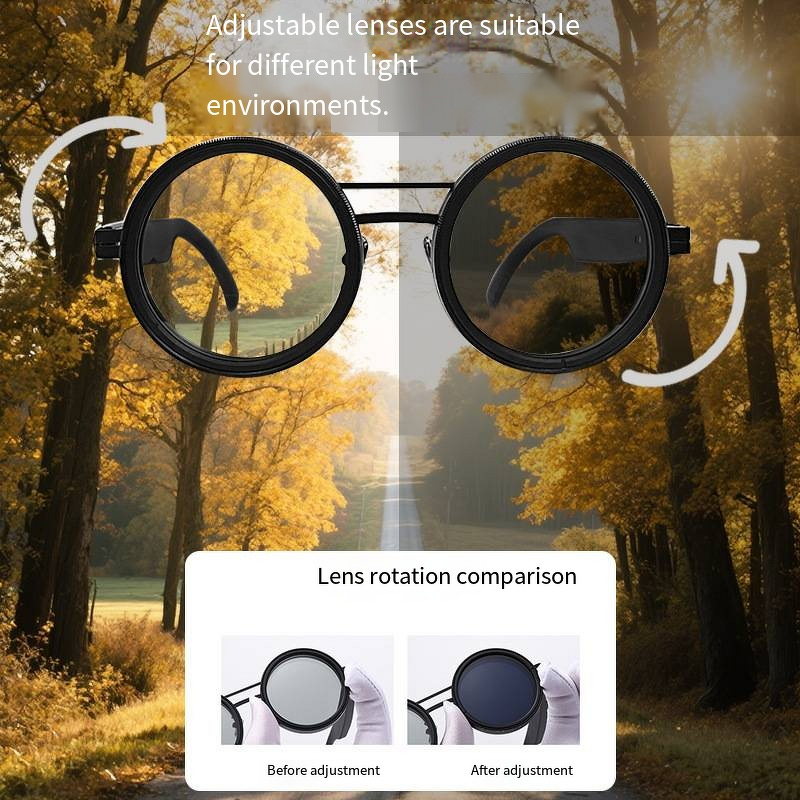 Smart Glasses Manufacturer - 9-level AI Round Frame Translation Anti-blue UV Polarized