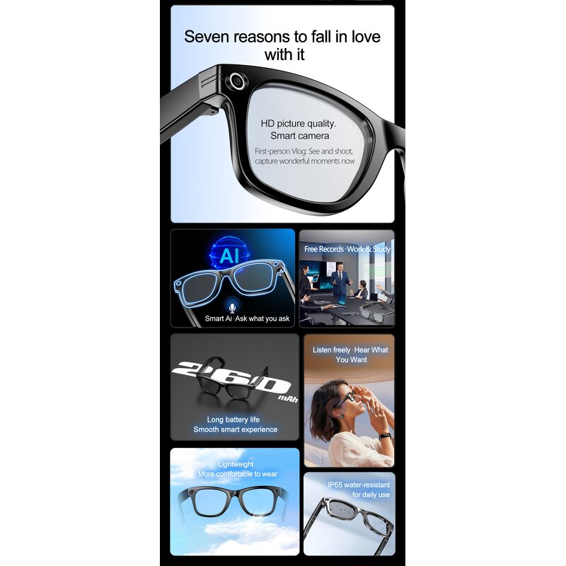Smart Glasses Manufacturer - AI Camera Bluetooth Audio Video Recording Translation