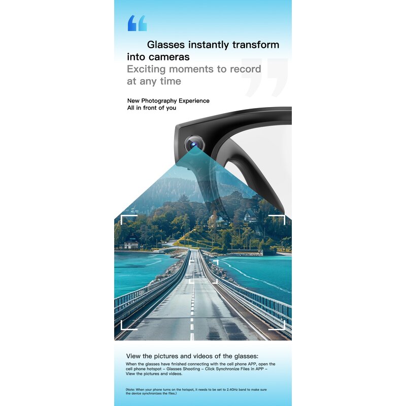 Smart Glasses Manufacturer - GS380 AI Audio Video Recording LED Light 200W