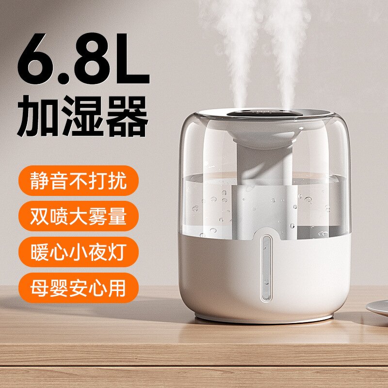 Humidifier Manufacturer - 6.8L Plastic USB Double Spray Nightlight Humidity Control