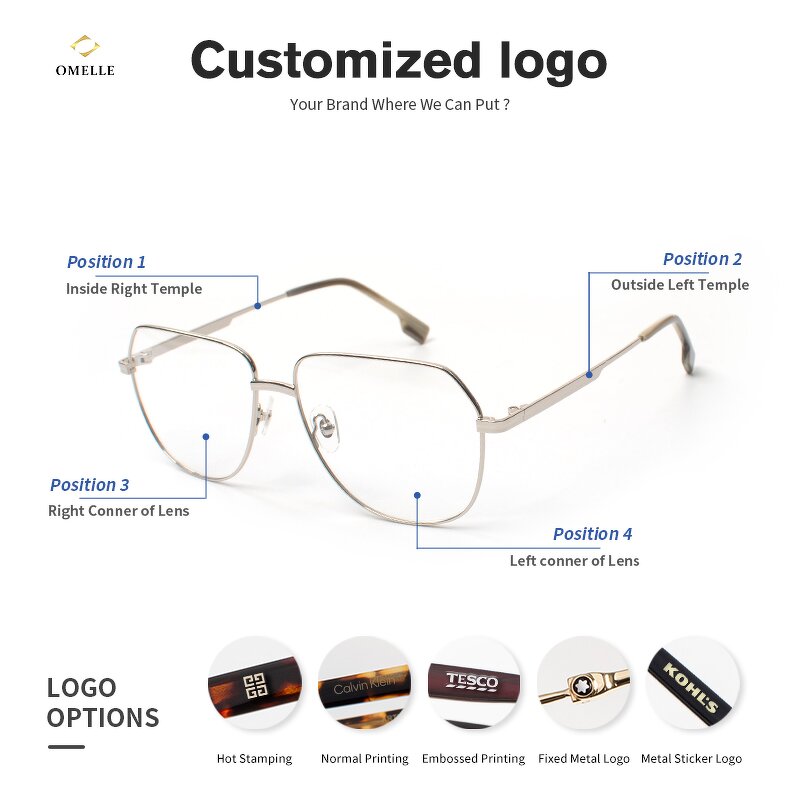 Eyeglass Frame Manufacturer - Omelle Designer Optical Silver Oversized BOSS1608 China Wholesales for Men
