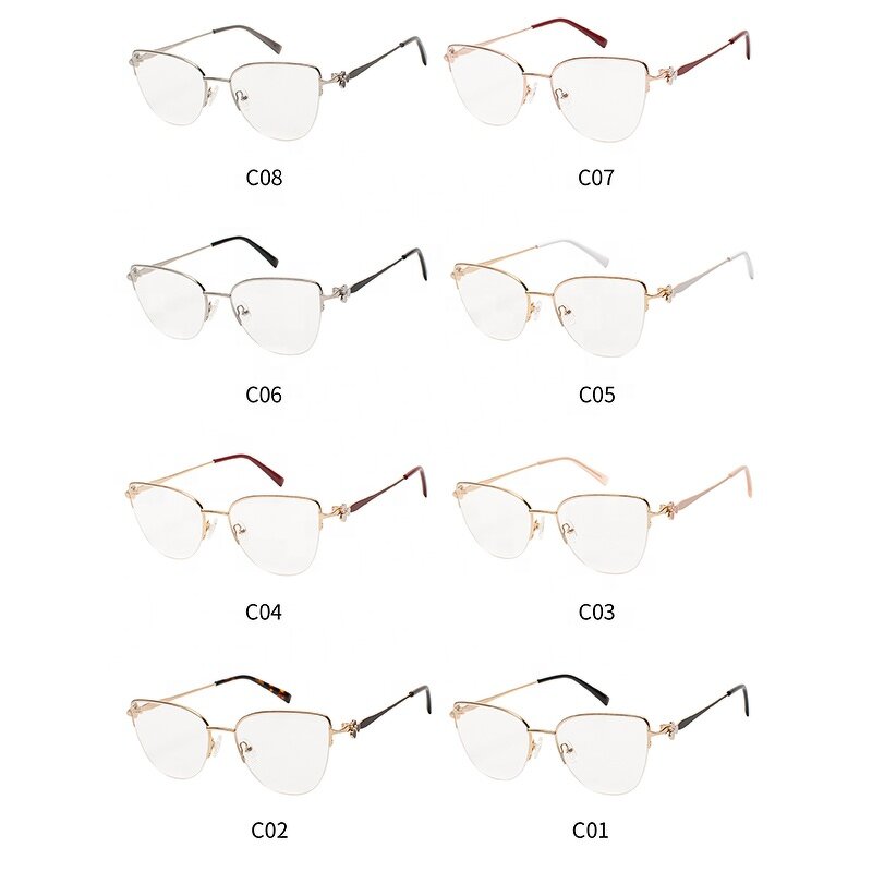 Optical Frames Manufacturer - Omelle Shenzhen Wholesale Cat Eye Fashion Woman Metal Half-rim