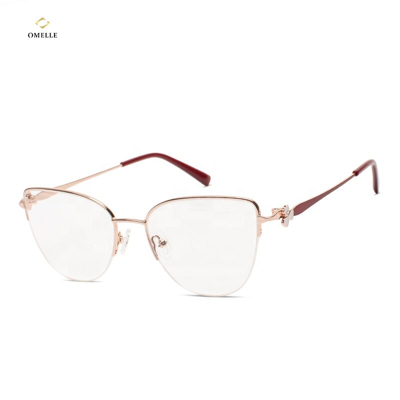 Optical Frames Manufacturer - Omelle Shenzhen Wholesale Cat Eye Fashion Woman Metal Half-rim