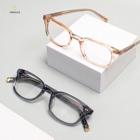 Eyeglasses Frames Manufacturer - Unisex Classic Small Square Acetate Prescription Optical Computer with Solid Pattern