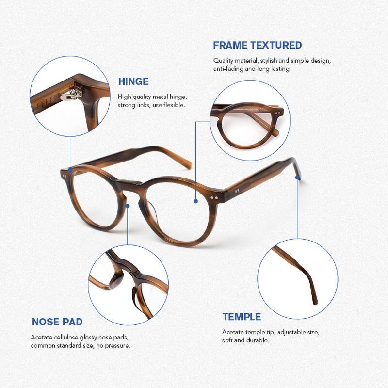 Glasses Frame Manufacturer - Omelle 2025 Latest Retro Acetate for Men Wholesale Customized Logo