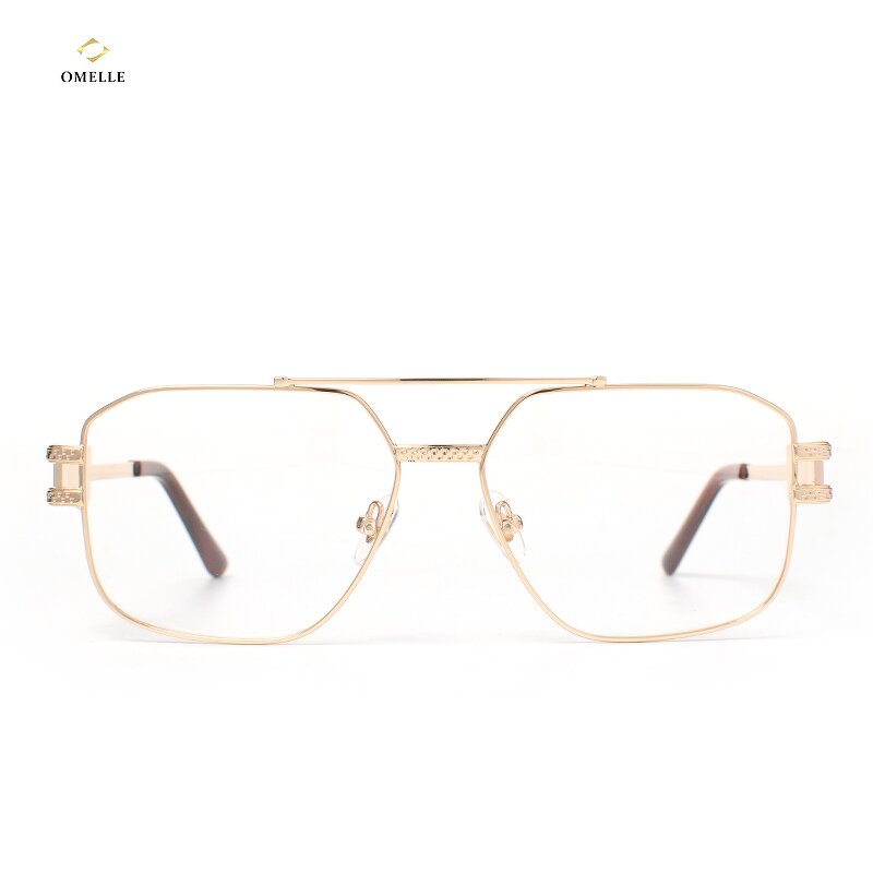 Eyeglasses Frames Manufacturer - New Arrived Golden Metal Full-rim Unisex Computer Pilot for Anti Blue Light