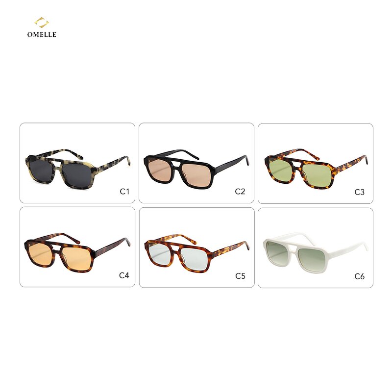 Sunglasses Manufacturer - Women's Retro Oversized Square Acetate & TR90 Frame TAC Lens UV400 & Blue Light