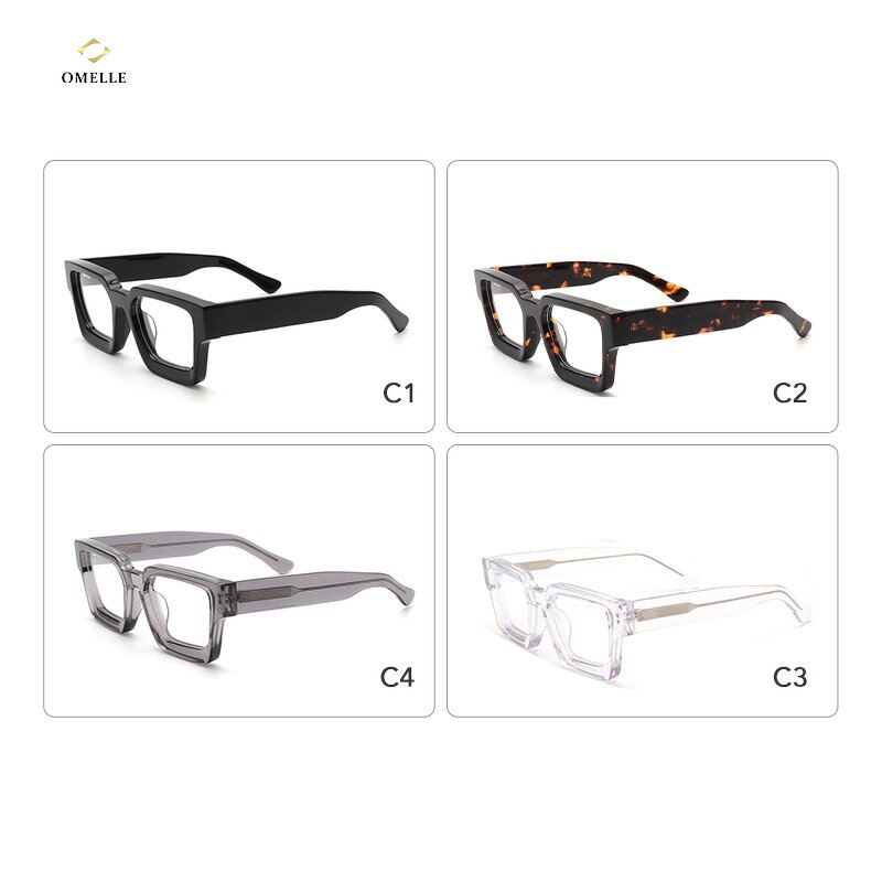 Eyeglasses Frame Manufacturer - Latest Designer Oversized Square Lightweight Fashionable Optical Acetate Solid Pattern