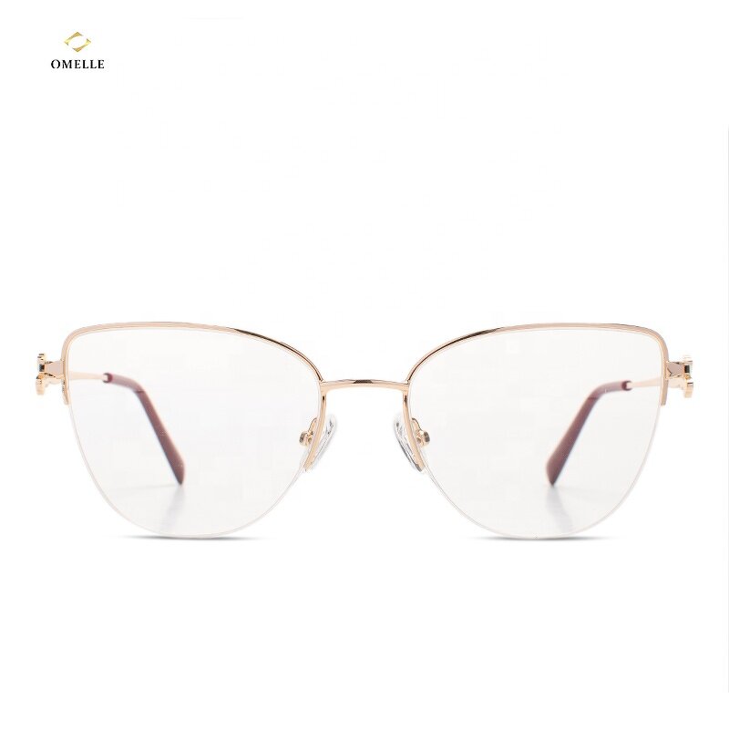 Optical Frames Manufacturer - Omelle Shenzhen Wholesale Cat Eye Fashion Woman Metal Half-rim