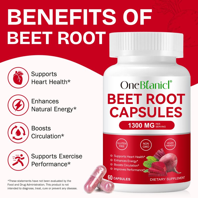 Capsule Manufacturer - Organic Beet Root 1300mg Energy Endurance Support Supplement
