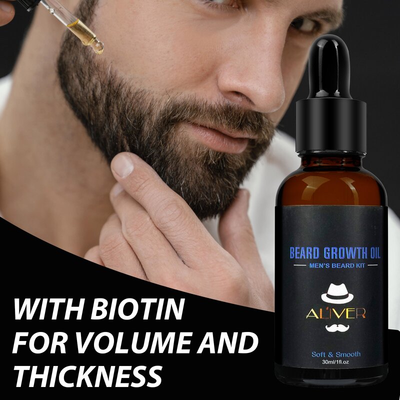 Beard Grooming Kit - Custom Logo Organic Oil Balm Hair Growth Gift Set for Men