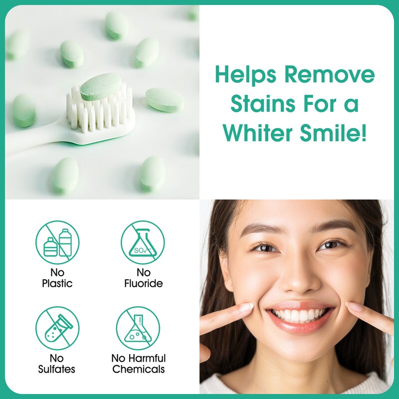 Toothpaste Tablet - 150 Chewable Peppermint Nano Hydroxyapatite Teeth Whitening