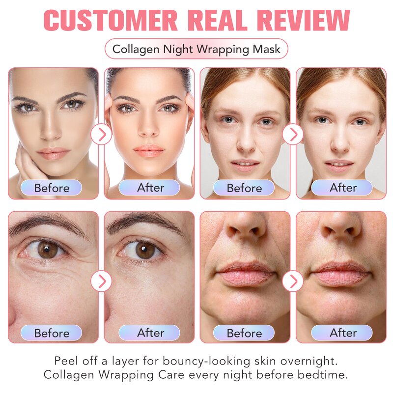 Facial Mask - Private Label Collagen Overnight Peel Off Hydrating Wrapping Mask