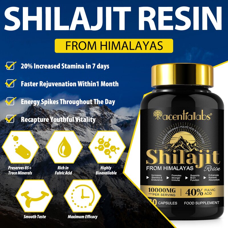 Shilajit Capsule - Himalayan 10000mg Gold Natural Organic for Men Women