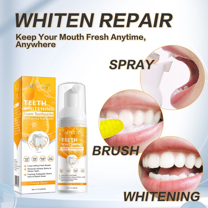 Toothpaste Mousse - 60ml Oral Care Deep Mouth Cleaning Cigarette Teeth Whitening