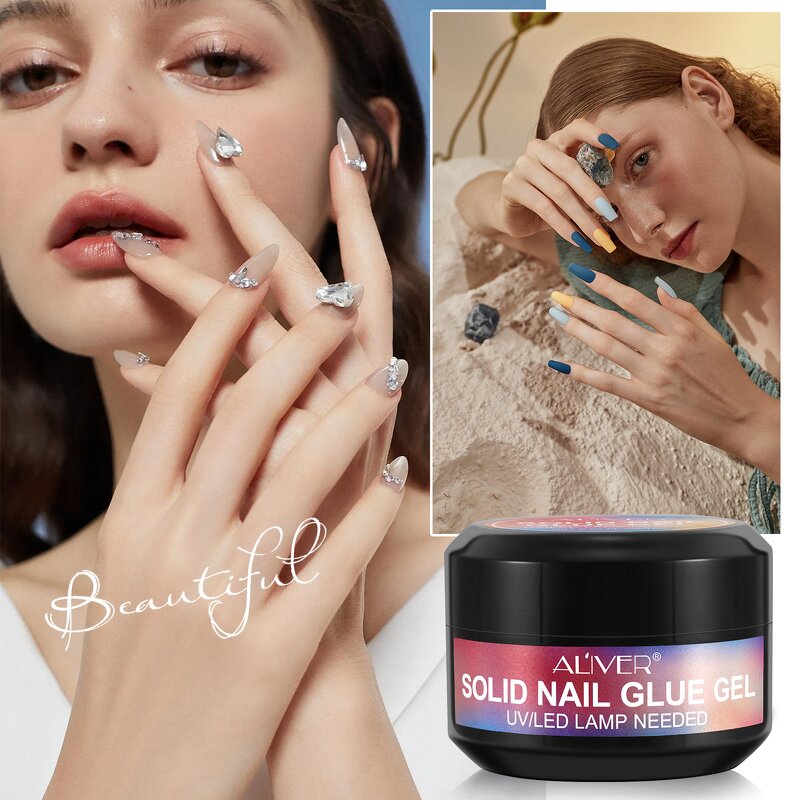 Nail Glue Gel - Natural Long Lasting Multi-function Solid for Press on Nails