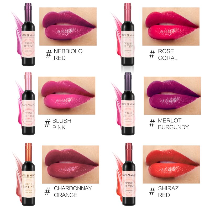 Lip Gloss Manufacturer - Private Label 6 Colors Wine Bottle Waterproof Lip Stain