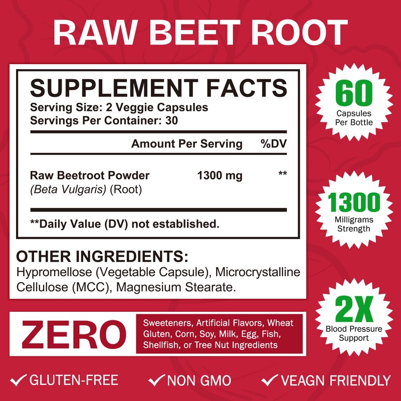 Capsule Manufacturer - Organic Beet Root 1300mg Energy Endurance Support Supplement
