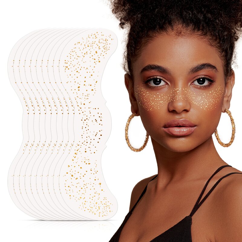 Freckle Patch - Private Label 10 Pack Gold Face Glitter Temporary Tattoo