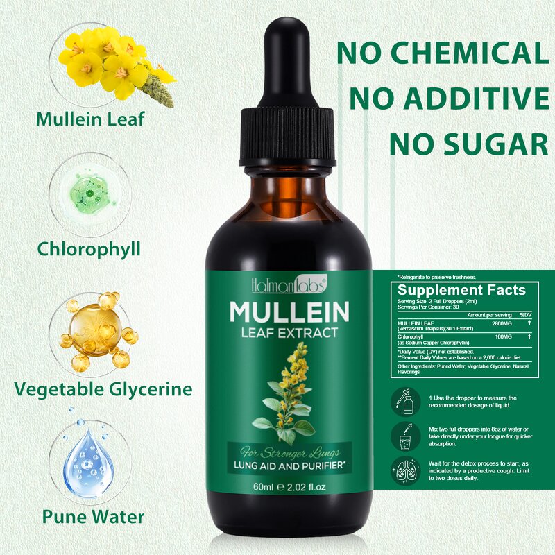 Liquid Drop Manufacturer - 60ml Mullein Lung Cleanse Chlorophyll Food Grade Extract