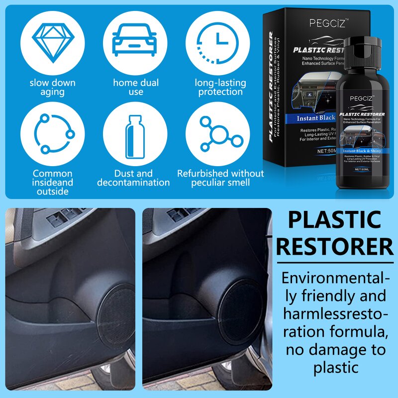 Plastic Restorer - OEM Auto Interior Exterior Back to Black Gloss Coating