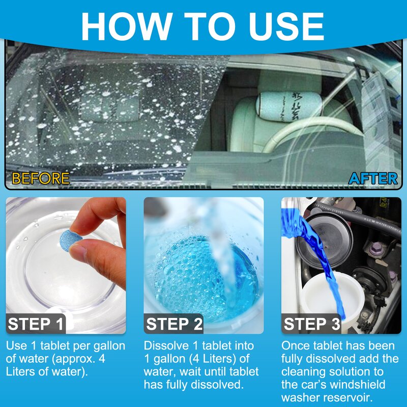 Windshield Tablet - Wholesale 100pcs Concentrated Washer Fluid Solid Glass Cleaner