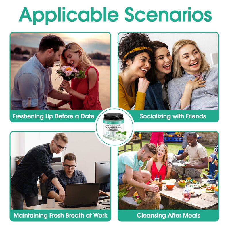 Toothpaste Tablet - 150 Chewable Peppermint Nano Hydroxyapatite Teeth Whitening