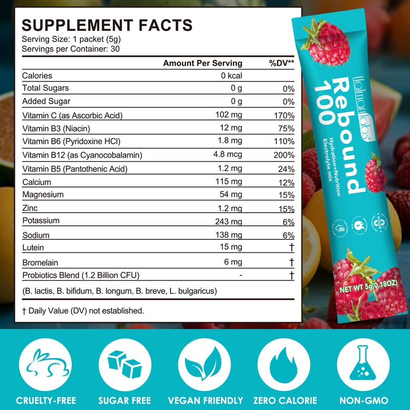 Electrolyte Powder - Private Label OEM 30 Sticks Natural Organic Vitamin Hydration