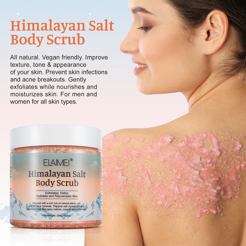 Body Scrub - Custom Logo Himalayan Pink Salt Mud Exfoliator Hydrating Organic