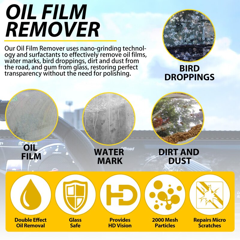 Car Glass Cleaner - Automobile Windscreen Stain Removal Oil Film Remover