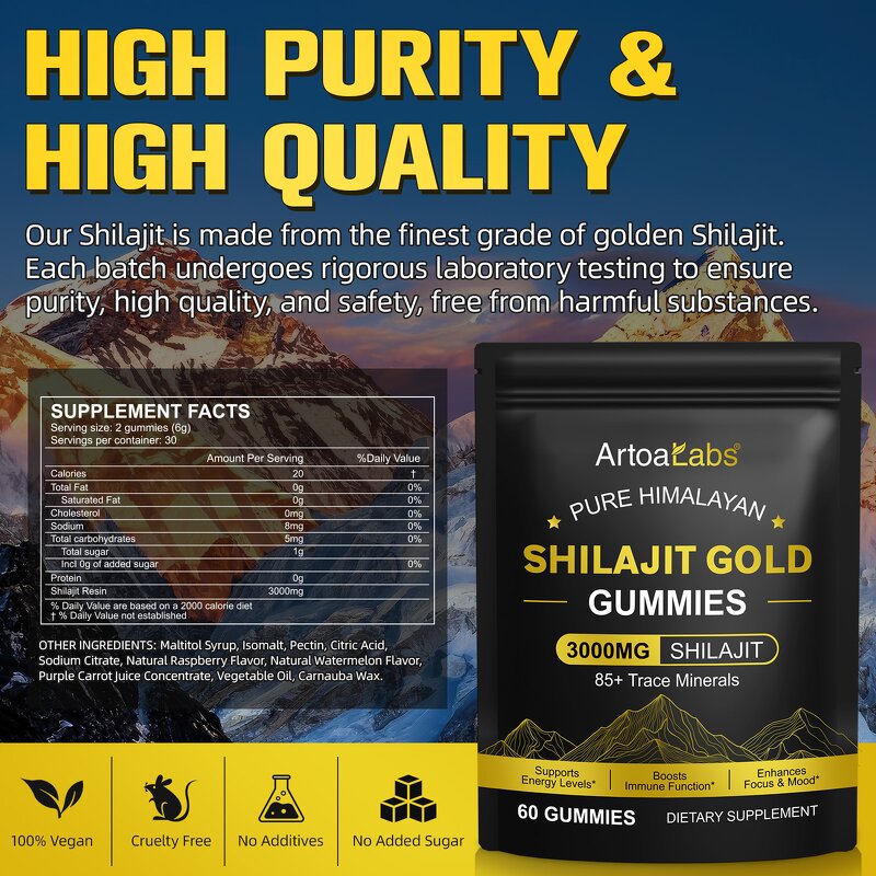 Gummy Manufacturer - Vegan Himalayan Shilajit Gold 3000MG Dietary Supplement Gummies