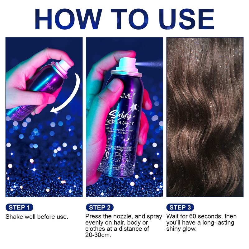 Glitter Spray - Private Label Long Lasting Highlighter Hair Face Body Party Deco