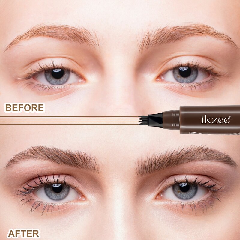 Eyebrow Pen Manufacturer - Natural Vegan Waterproof 4 Fork Tip Spoolie Brush