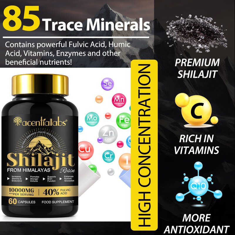 Shilajit Capsule - Himalayan 10000mg Gold Natural Organic for Men Women