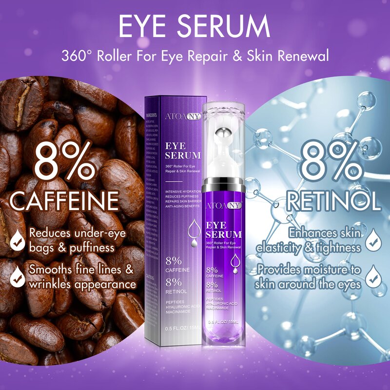 Eye Serum Manufacturer - Private Label 8% Caffeine Retinol Roller Massage Ball