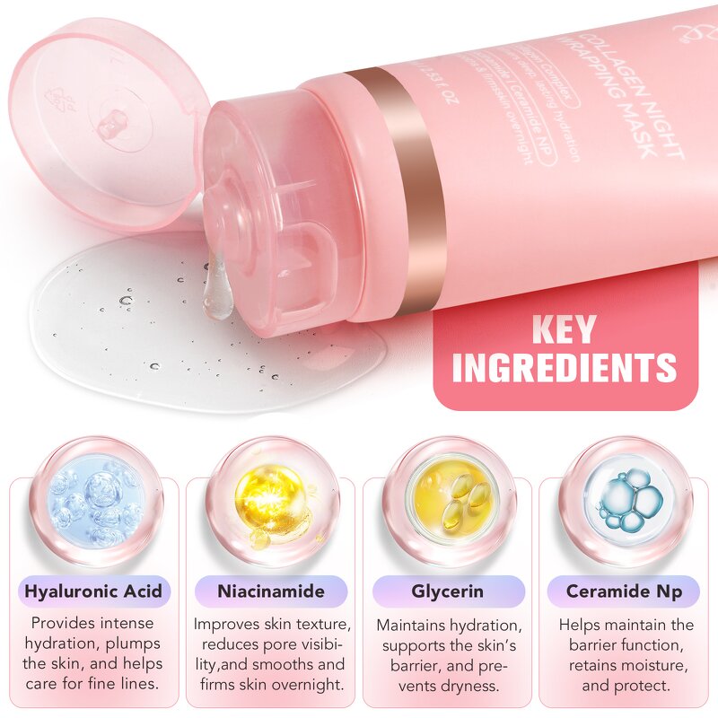 Facial Mask - Private Label Collagen Overnight Peel Off Hydrating Wrapping Mask